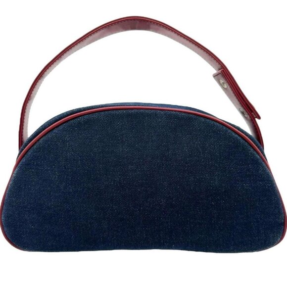 Vintage Courreges denim bag with red leather details - Picture 2 of 3